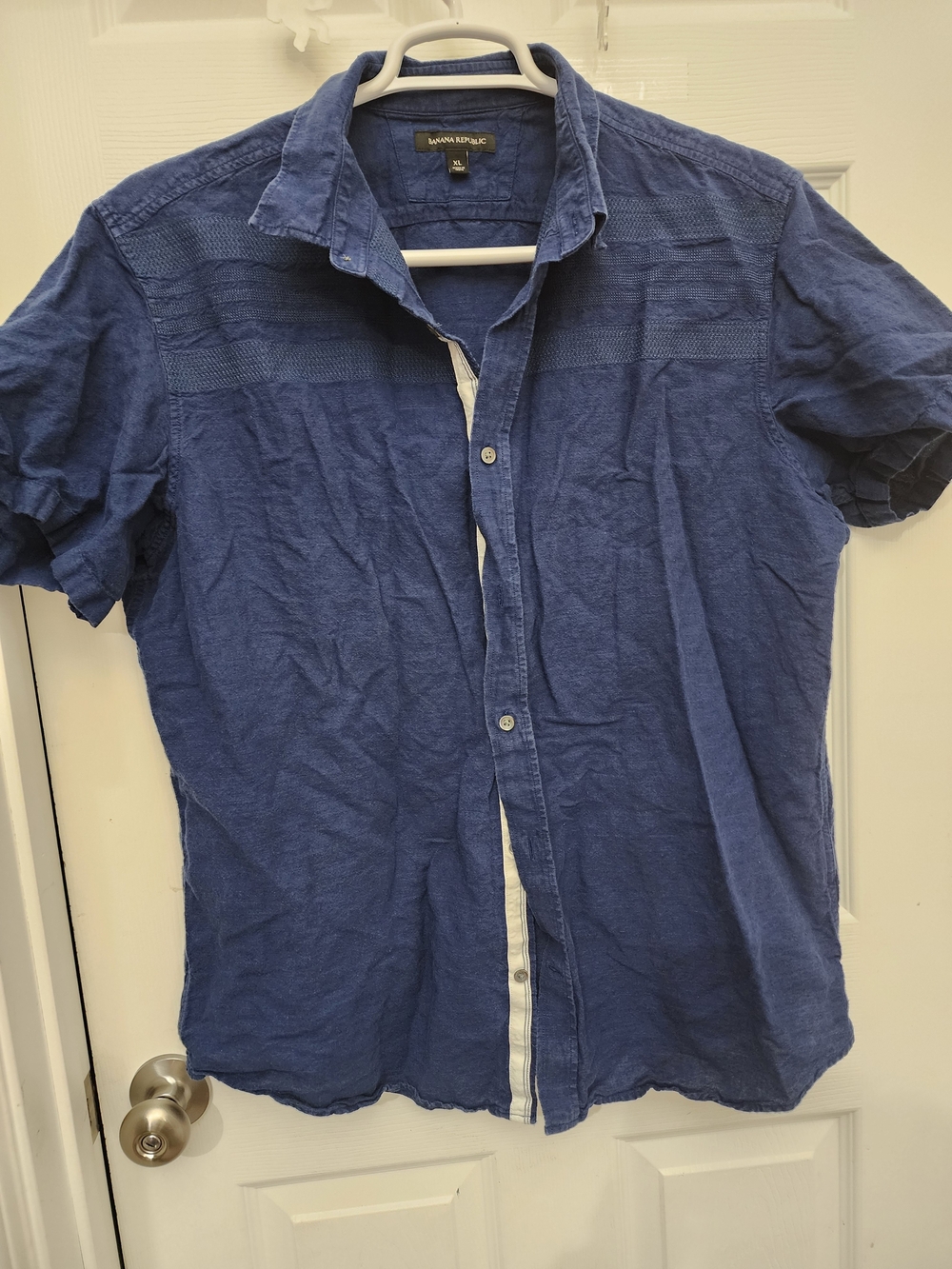 Banana Republic Men's Short-Sleeve Button-Down Shirt - Navy Blue